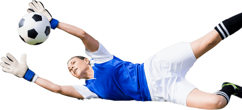 Athletic Female Goalkeeper Making Save on Transparent Background