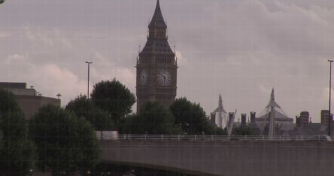 London Cityscape with Big Ben in Background through Grid Overlay - Download Free Stock Images Pikwizard.com