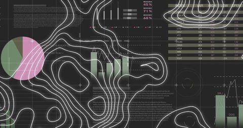 Abstract Line Map Over Statistics Displaying Digital Network Connections - Download Free Stock Images Pikwizard.com