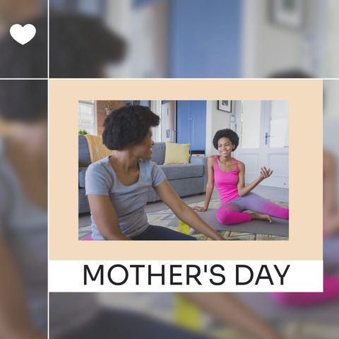 Mother and Daughter Sharing Yoga Moment at Home