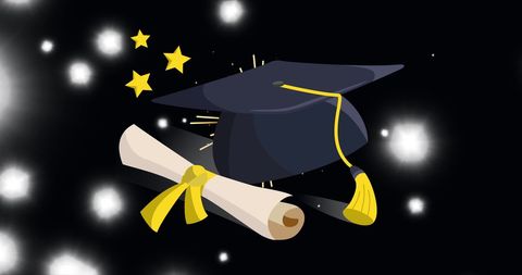 Graduation Cap with Diploma on Black Background - Download Free Stock Images Pikwizard.com