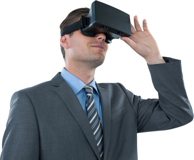 Transparent Image of Businessman Using Virtual Reality Headset - Download Free Stock Videos Pikwizard.com