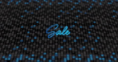Digital Sale Animation with Glowing Text and Matrix Grid