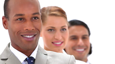 Diverse Business Team Smiling in White Background