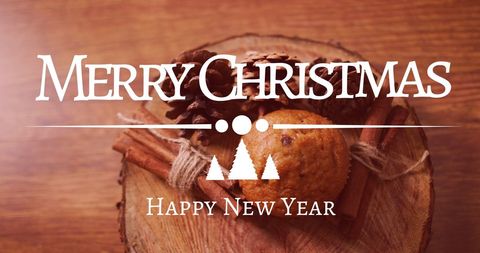 Festive Greeting with Pinecones and Cinnamon for Christmas and New Year