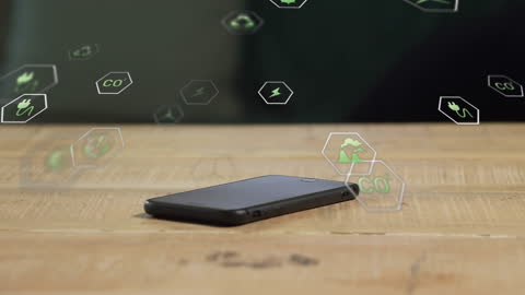 Smartphone with Digital Ecology Icons Animation
