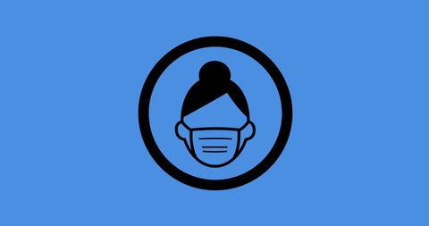 Woman wearing face mask icon covid-19 prevention symbol