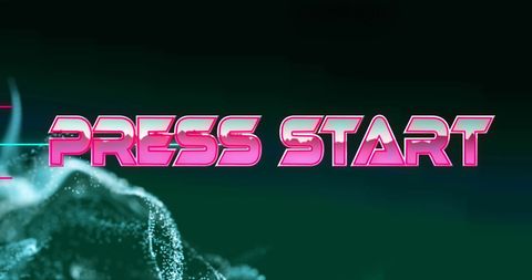 Retro Futuristic Press Start Banner with Digital Wave