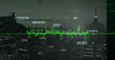 Futuristic Digital Data Overlay on Cityscape at Dusk - Download Free Stock Images Pikwizard.com
