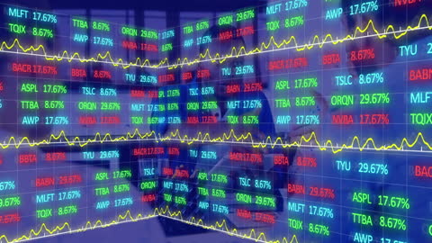 Stock Market Analysis Overlay with Business Handshake