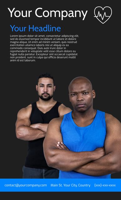 Fitness Promotional Poster with Two Muscular Men - Download Free Stock Templates Pikwizard.com