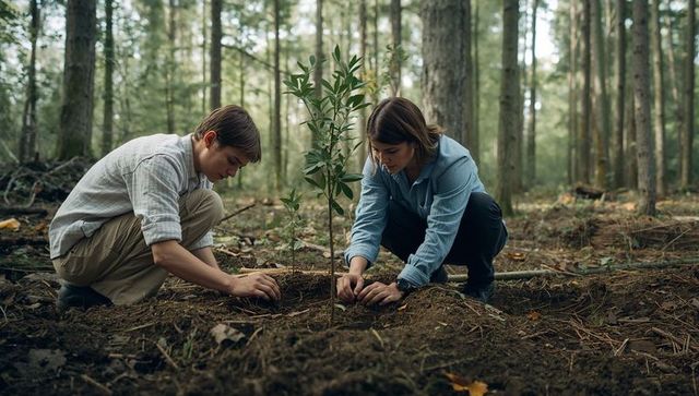 Community Volunteers Planting Tree for Reforestation