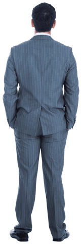 Back of Biracial Businessman on Transparent Background for Virtual Interface Use