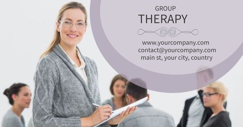 Confident Therapist Leading Group Session Encouraging Mental Health - Download Free Stock Templates Pikwizard.com