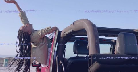 Joyful Adventure with Friends in Beachside SUV Getaway