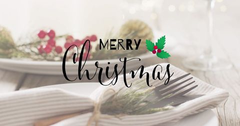 Christmas Greeting Over Elegant Festive Table Setting - Download Free Stock Images Pikwizard.com