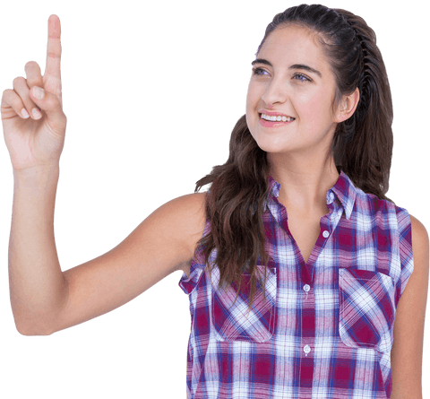 smiling brunette woman pointing on transparent background - Download Free Stock Videos Pikwizard.com