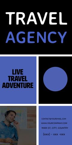 Modern Travel Agency Promotion Template with Smiling Representative - Download Free Stock Templates Pikwizard.com