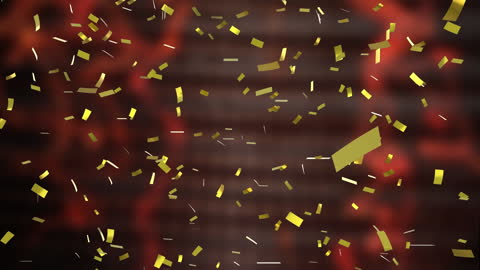 Golden Confetti Falling on Rich Red Background for Celebration