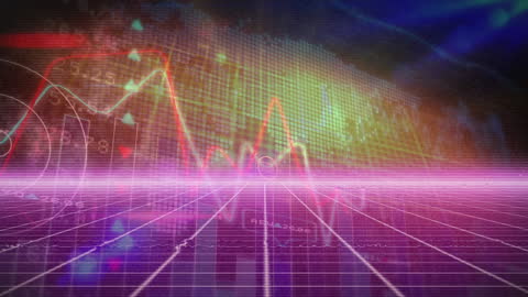 Futuristic Neon Data Visualization with Plotted Graphs