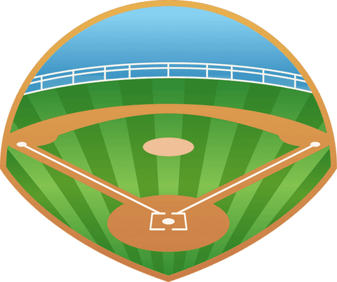 Stylized baseball field emblem on transparent background