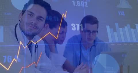 Medical Team Analyzing Data with Technology Overlays