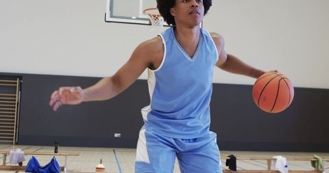 Athlete Practicing Basketball on Indoor Court - Download Free Stock Images Pikwizard.com
