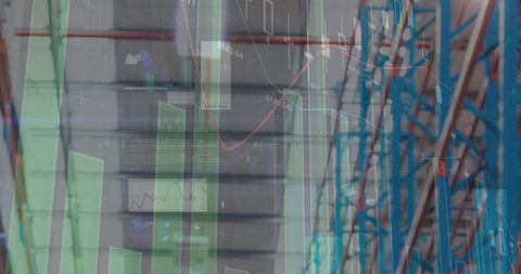 Financial Data Overlay on Industrial Warehouse Interiors - Download Free Stock Images Pikwizard.com