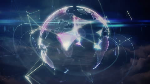 Digitally Animated Global Network Connections
