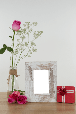 transparent vintage photo frame with rose and gift box - Download Free Stock Videos Pikwizard.com