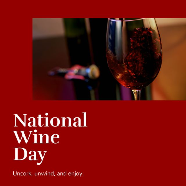 Celebrating National Wine Day with Red Wine in Glass - Download Free Stock Templates Pikwizard.com