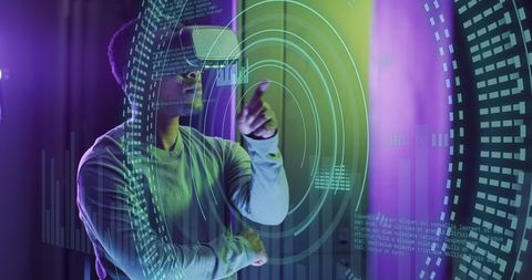 Technician Using VR for Data Management in Server Room - Download Free Stock Images Pikwizard.com