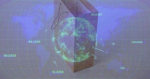 Futuristic Globe and Analytics Interface with Virtual Dashboard