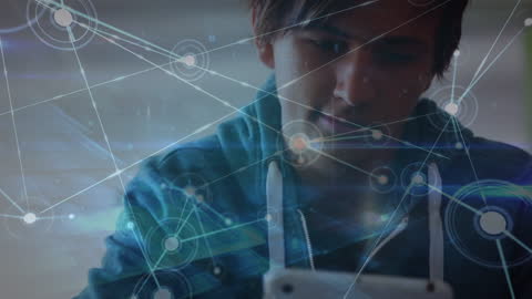 Student Engaged with Digital Network Connections and Technology