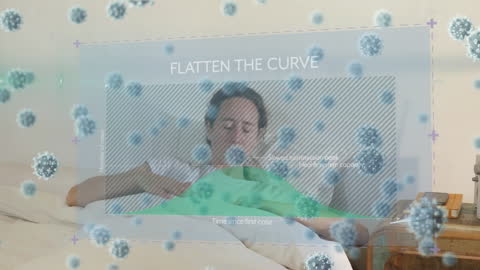 Concept of Flatten the Curve with Covid-19 Over Ill Woman