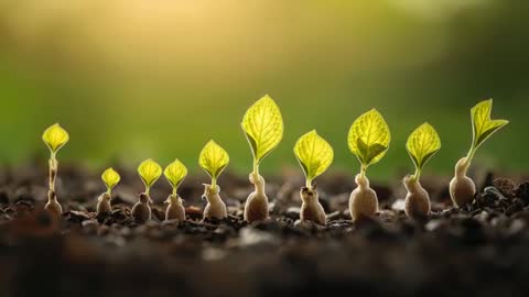 Sprouting Seedlings in Sunlight Symbolizing Growth