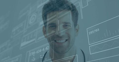 Doctor engaging with telehealth interface in professional setting