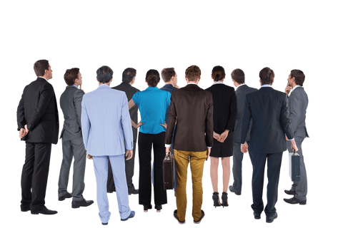 Transparent Business Team Standing with Backs Turned