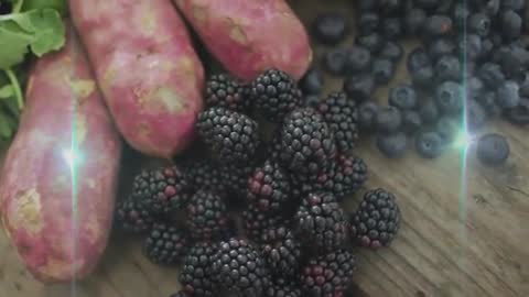 Vibrant Fruit and Root Vegetables with Artistic Lens Flare