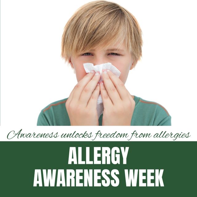 Allergy Awareness Week Campaign Featuring Caucasian Boy - Download Free Stock Templates Pikwizard.com