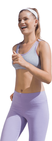 Caucasian Sportswoman Jogging Isolated on Transparent Background