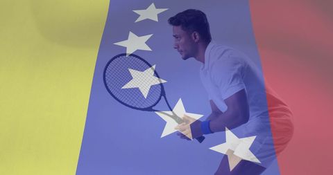 Tennis Player with Venezuela Flag Overlay Showcasing National Pride