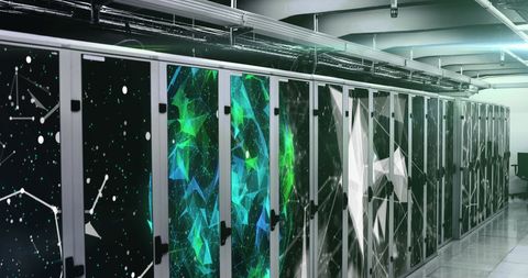 Data Server Room with Futuristic Digital Interface - Download Free Stock Images Pikwizard.com