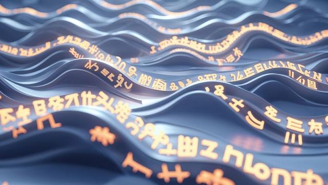 Futuristic Waves with Glowing Symbols on Undulating Ribbons