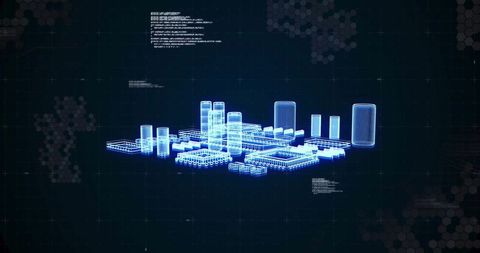 Futuristic Digital Data Elements Over Cityscape - Download Free Stock Images Pikwizard.com