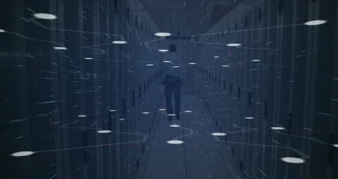 Network Connections in Data Center Futuristic Concept