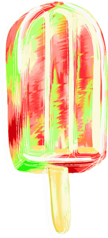 Bright painterly popsicle with transparent background