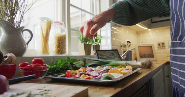 Person Preparing Healthy Salad with Fresh Vegetables in Home Kitchen - Download Free Stock Images Pikwizard.com