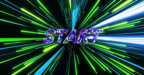 Futuristic Neon Start Sign and Light Trails Design - Download Free Stock Images Pikwizard.com