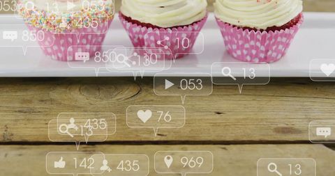Cupcakes with Social Media Icons on Rustic Wooden Table - Download Free Stock Images Pikwizard.com